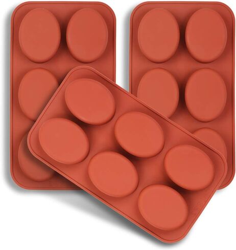 homEdge 6-Cavity Heart Silicone Mold, 3 Packs Heart Shape Molds for Making Handmade Soap, Chocolate, Soap Candles and Jelly-Brown in Kuwait