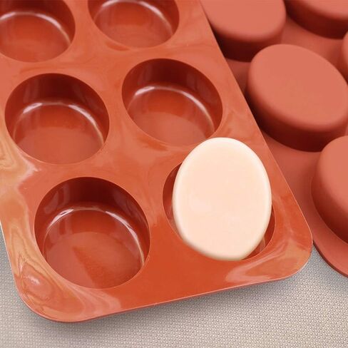 homEdge 6-Cavity Heart Silicone Mold, 3 Packs Heart Shape Molds for Making Handmade Soap, Chocolate, Soap Candles and Jelly-Brown in Kuwait