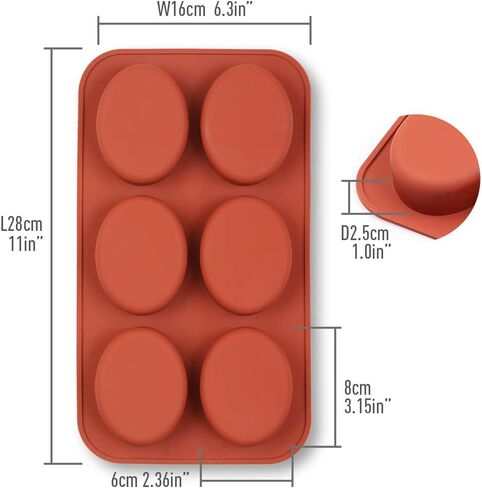 homEdge 6-Cavity Heart Silicone Mold, 3 Packs Heart Shape Molds for Making Handmade Soap, Chocolate, Soap Candles and Jelly-Brown in Kuwait