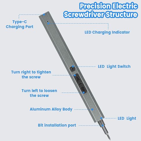 Mini Electric Screwdriver, VIPITH 50 in 1 Precision Screwdriver Cordless Screwdriver Kit with 40 Magnetic Bits, Power Screwdriver Set Repair Tool for Phone Camera Laptop Watch Computer in Kuwait