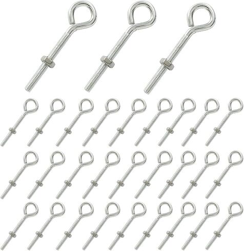Litoexpe M5x40mm Eye Bolts Kit, 30pcs Carbon Steel Eye Hooks with Shoulder Lifting Rings, Threaded Eyebolts with Hex Nuts in Saudi Arabia