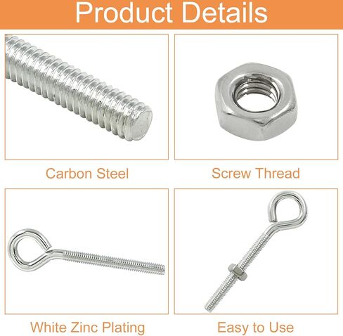 Litoexpe M5x40mm Eye Bolts Kit, 30pcs Carbon Steel Eye Hooks with Shoulder Lifting Rings, Threaded Eyebolts with Hex Nuts in Saudi Arabia