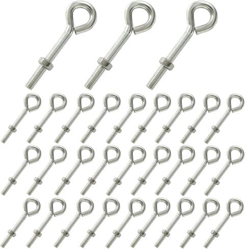 Litoexpe M5x40mm Eye Bolts Kit, 30pcs Carbon Steel Eye Hooks with Shoulder Lifting Rings, Threaded Eyebolts with Hex Nuts in Saudi Arabia