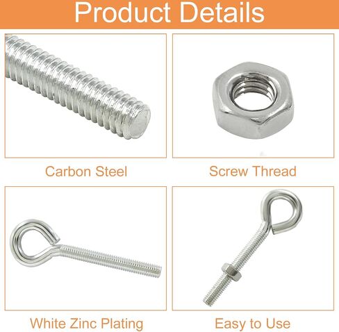 Litoexpe M5x40mm Eye Bolts Kit, 30pcs Carbon Steel Eye Hooks with Shoulder Lifting Rings, Threaded Eyebolts with Hex Nuts in Saudi Arabia
