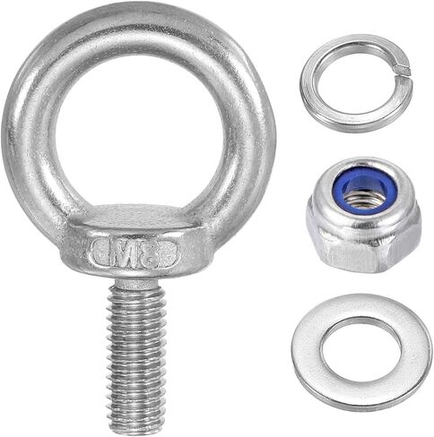 PATIKIL M6 x 30mm Lifting Shoulder Eye Bolt, 5Pcs 304 Stainless Steel Lifting Ring Threaded Eyebolt with Nuts Washers for Hanging Hammocks Articles in Saudi Arabia