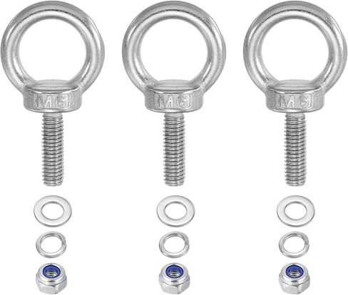 PATIKIL M6 x 30mm Lifting Shoulder Eye Bolt, 5Pcs 304 Stainless Steel Lifting Ring Threaded Eyebolt with Nuts Washers for Hanging Hammocks Articles in Saudi Arabia