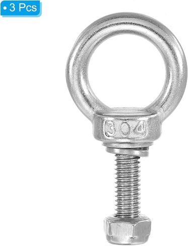 PATIKIL M6 x 30mm Lifting Shoulder Eye Bolt, 5Pcs 304 Stainless Steel Lifting Ring Threaded Eyebolt with Nuts Washers for Hanging Hammocks Articles in Saudi Arabia