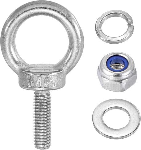 PATIKIL M6 x 30mm Lifting Shoulder Eye Bolt, 5Pcs 304 Stainless Steel Lifting Ring Threaded Eyebolt with Nuts Washers for Hanging Hammocks Articles in Saudi Arabia