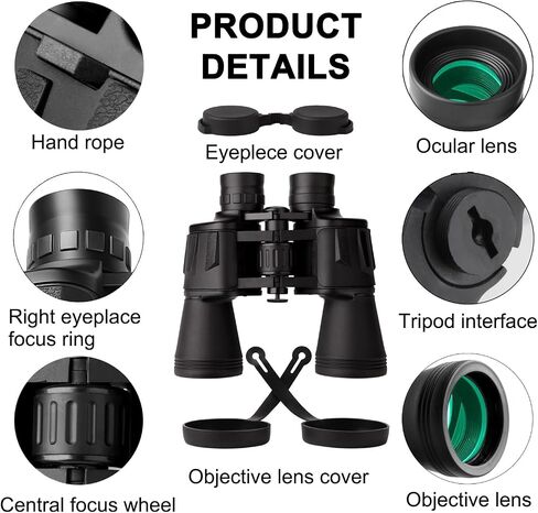20x50 Compact Binoculars with Low Light Night Vision, HD Professional/Daily Waterproof Telescope for Outdoor Hunting, Bird Watching, Sightseeing Fit for Adults with BAK4 Prism FMC Lens in Saudi Arabia