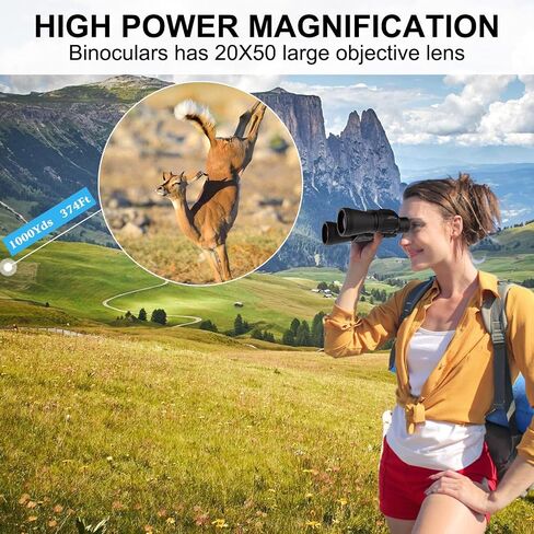 20x50 Compact Binoculars with Low Light Night Vision, HD Professional/Daily Waterproof Telescope for Outdoor Hunting, Bird Watching, Sightseeing Fit for Adults with BAK4 Prism FMC Lens in Saudi Arabia