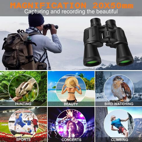 20x50 Compact Binoculars with Low Light Night Vision, HD Professional/Daily Waterproof Telescope for Outdoor Hunting, Bird Watching, Sightseeing Fit for Adults with BAK4 Prism FMC Lens in Saudi Arabia