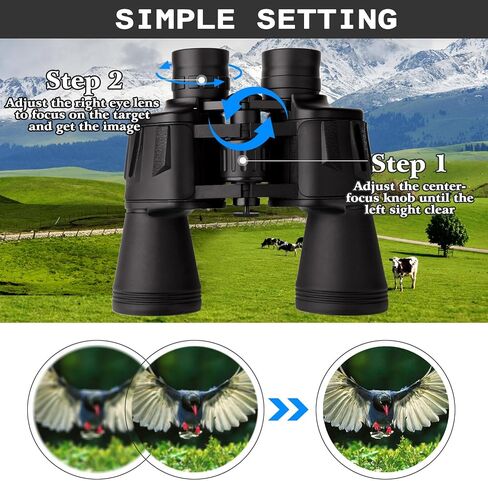 20x50 Compact Binoculars with Low Light Night Vision, HD Professional/Daily Waterproof Telescope for Outdoor Hunting, Bird Watching, Sightseeing Fit for Adults with BAK4 Prism FMC Lens in Saudi Arabia