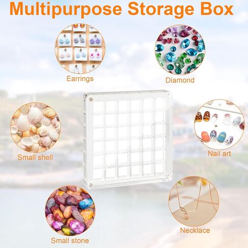 Generic Acrylic Magnetic Seashell Display Box, 36 Grids Clear Mini Seashell Storage Box Display Case Decorative Seashell Starfish Trinket, Small Craft Organizers Container for Bead, Nail, Jewelry in Kuwait
