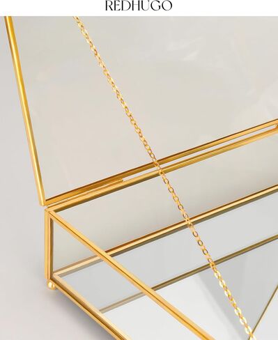 Large Glass Boxes for Display Handmade,Mirrored Bottom, Glass Jewelry Box with Lid, Glass Trinket Box Book Photo Box Keepsake Organizer,Glass Display Case for Vanity Decor Home Dresser, Black in Saudi Arabia