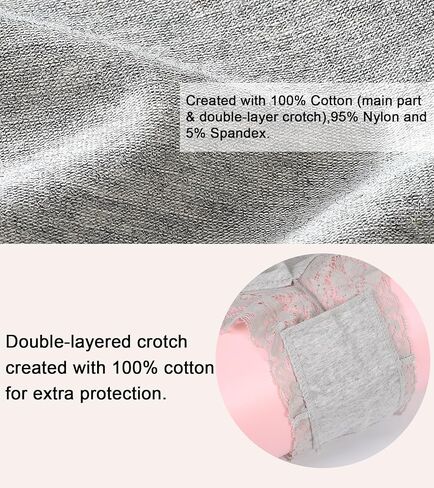 ملابس داخلية نسائية من ASIMOON مصنوعة من القطن بيكيني متوسط ​​الخصر مثير من الدانتيل للسيدات 6 قطع in Kuwait