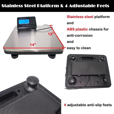 VOELIGT مقياس بريدي رقمي 660 رطل LCD مقياس الشحن 14 "x 12" منصة غير القابل للصدأ 300 كجم مقياس البريد المحمول مقياس الأرضية in Kuwait