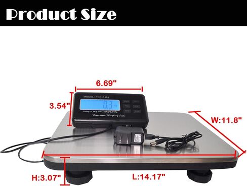 VOELIGT مقياس بريدي رقمي 660 رطل LCD مقياس الشحن 14 "x 12" منصة غير القابل للصدأ 300 كجم مقياس البريد المحمول مقياس الأرضية in Kuwait