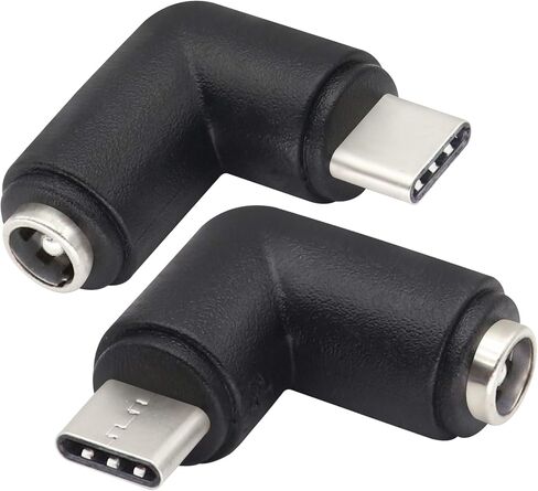 90 Degree Type C USB Male to DC 5.5x2.1mm Female Connector DC Barrel Jack Power Adapter for Type C USB Charging Device (2Pack) in Kuwait