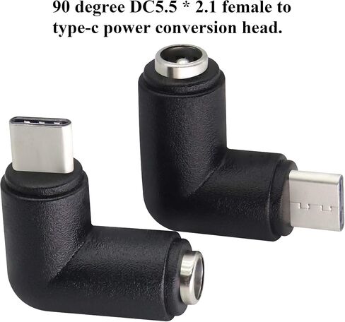 90 Degree Type C USB Male to DC 5.5x2.1mm Female Connector DC Barrel Jack Power Adapter for Type C USB Charging Device (2Pack) in Kuwait