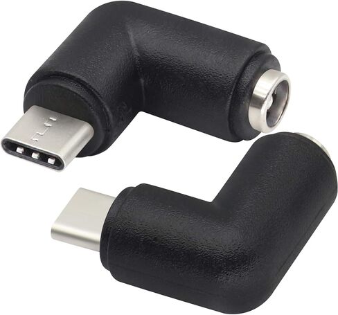 90 Degree Type C USB Male to DC 5.5x2.1mm Female Connector DC Barrel Jack Power Adapter for Type C USB Charging Device (2Pack) in Kuwait