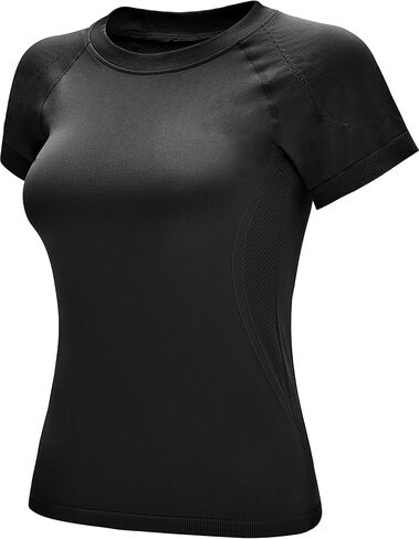 RUNNING GIRL Seamless Workout Shirts for Women，Short Sleeve T-Shirt Stretch Tees Quick Dry Gym Athletic Tops in Kuwait