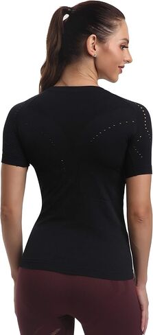 RUNNING GIRL Seamless Workout Shirts for Women，Short Sleeve T-Shirt Stretch Tees Quick Dry Gym Athletic Tops in Kuwait