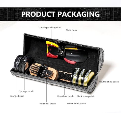 YUET طقم تلميع الأحذية تنظيف تألق الرعاية برميل مجموعة للجلد البني الأسود مع فرشاة حقيبة السفر الفاخرة قسط لينة 12 قطعة in Kuwait
