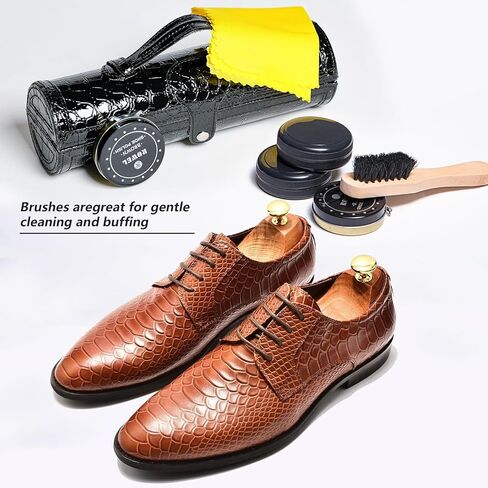 YUET طقم تلميع الأحذية تنظيف تألق الرعاية برميل مجموعة للجلد البني الأسود مع فرشاة حقيبة السفر الفاخرة قسط لينة 12 قطعة in Kuwait