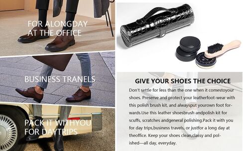 YUET طقم تلميع الأحذية تنظيف تألق الرعاية برميل مجموعة للجلد البني الأسود مع فرشاة حقيبة السفر الفاخرة قسط لينة 12 قطعة in Kuwait