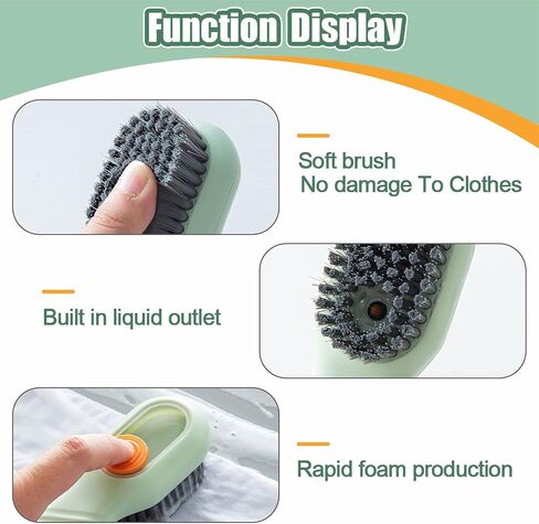 Liquid Adding Soft Fur Cleaning Brush, Multifunctional Cleaning Brush with Soap Dispenser, Multifunctional Liquid Shoe Brush, 2 Brushes + 2 Cleaning Cloths for Home Cleaning, Shoe Washing, Laundry in Saudi Arabia