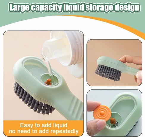 Liquid Adding Soft Fur Cleaning Brush, Multifunctional Cleaning Brush with Soap Dispenser, Multifunctional Liquid Shoe Brush, 2 Brushes + 2 Cleaning Cloths for Home Cleaning, Shoe Washing, Laundry in Saudi Arabia