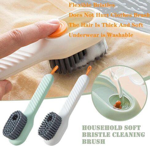 Liquid Adding Soft Fur Cleaning Brush, Multifunctional Cleaning Brush with Soap Dispenser, Multifunctional Liquid Shoe Brush, 2 Brushes + 2 Cleaning Cloths for Home Cleaning, Shoe Washing, Laundry in Saudi Arabia