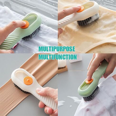Liquid Adding Soft Fur Cleaning Brush, Multifunctional Cleaning Brush with Soap Dispenser, Multifunctional Liquid Shoe Brush, 2 Brushes + 2 Cleaning Cloths for Home Cleaning, Shoe Washing, Laundry in Saudi Arabia