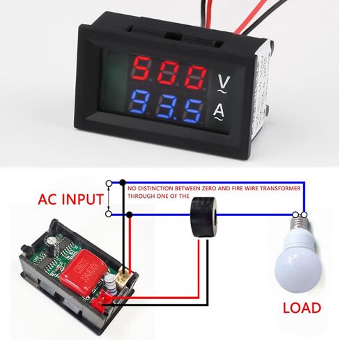 Bittwee Volt Amp Meter, AC 50-500V 100A Digital Multimeter with Current Transformer, 2 in 1 Mini Ammeter Voltmeter Gauge with Dual LED Display, Universal Car Accessories in Saudi Arabia