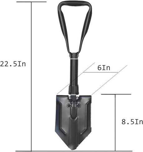 NEISRAI Folding Survival Shovel, Off-Road Trenching, 180 Degree Folding, for Gardening, Emergency, Hiking (Black) in Kuwait