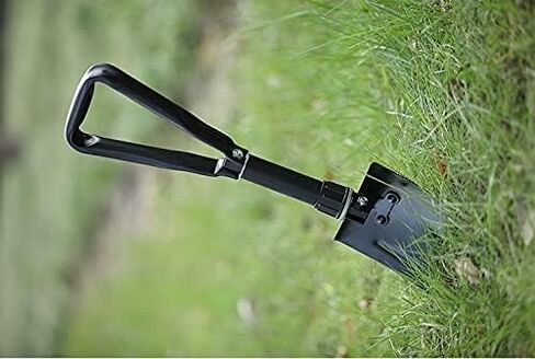 NEISRAI Folding Survival Shovel, Off-Road Trenching, 180 Degree Folding, for Gardening, Emergency, Hiking (Black) in Kuwait