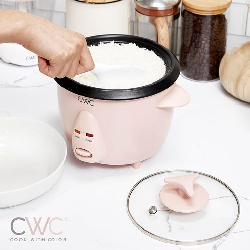 طهي مع اللون، وعاء طبخ الأرز سعة 6 أكواب بقدرة 300 وات - طهي بدون جهد وبشكل مثالي، طهي 3 أكواب من الأرز الخام مقابل 6 أكواب من الأرز المطبوخ، وردي in Kuwait