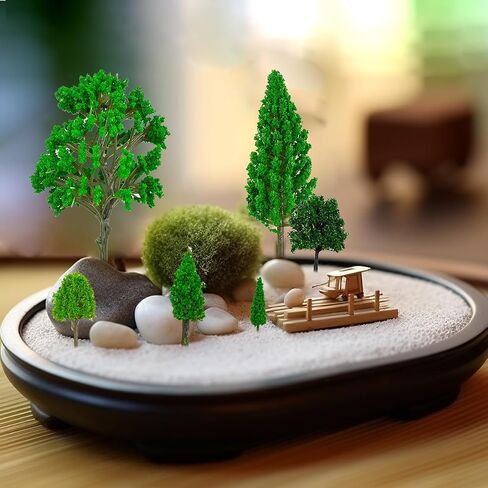 Miniature Trees,40pcs Model Train Scenery Fake Tree Miniature Figurines,1.2-6.3 Inch Bushes Model Trees Diorama Trees,Mini Trees for DIY Crafts Architecture Building Model,Landscape Natural Green in Saudi Arabia