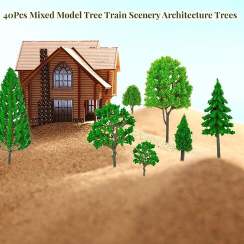 Miniature Trees,40pcs Model Train Scenery Fake Tree Miniature Figurines,1.2-6.3 Inch Bushes Model Trees Diorama Trees,Mini Trees for DIY Crafts Architecture Building Model,Landscape Natural Green in Saudi Arabia