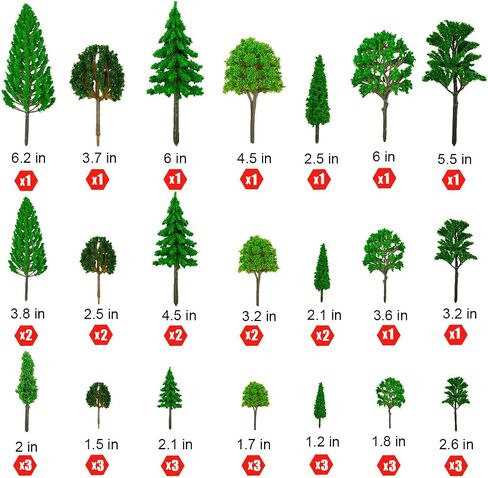 Miniature Trees,40pcs Model Train Scenery Fake Tree Miniature Figurines,1.2-6.3 Inch Bushes Model Trees Diorama Trees,Mini Trees for DIY Crafts Architecture Building Model,Landscape Natural Green in Saudi Arabia