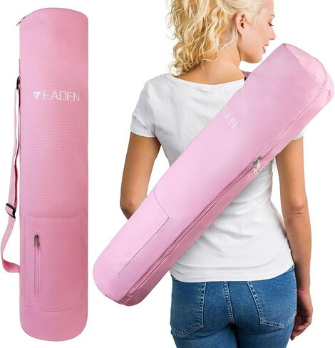 Yoga Mat Bag, Canvas Yoga Mat Bag Carrying Bag with Multi-Functional Storage Pockets, Adjustable Strap & Full-Zip Exercise Yoga Mat, Fits Gym, Class, Beach Park, Travel for Women & Men in Saudi Arabia