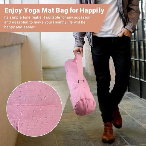 Yoga Mat Bag, Canvas Yoga Mat Bag Carrying Bag with Multi-Functional Storage Pockets, Adjustable Strap & Full-Zip Exercise Yoga Mat, Fits Gym, Class, Beach Park, Travel for Women & Men in Saudi Arabia