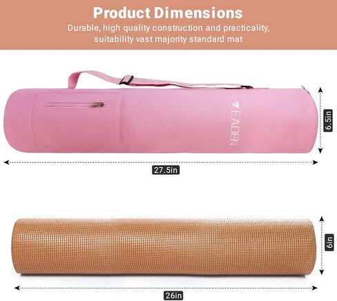 Yoga Mat Bag, Canvas Yoga Mat Bag Carrying Bag with Multi-Functional Storage Pockets, Adjustable Strap & Full-Zip Exercise Yoga Mat, Fits Gym, Class, Beach Park, Travel for Women & Men in Saudi Arabia