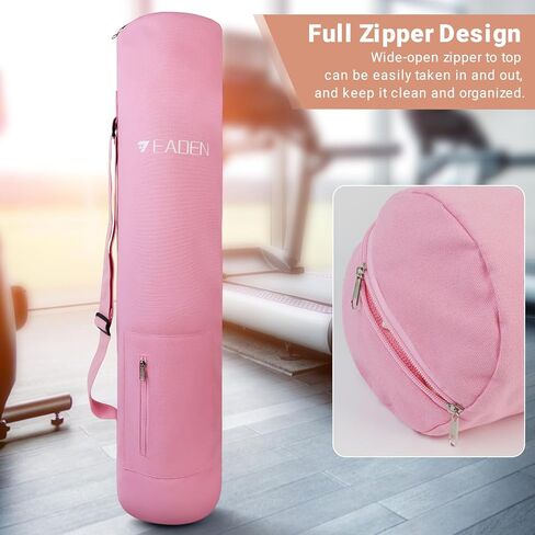 Yoga Mat Bag, Canvas Yoga Mat Bag Carrying Bag with Multi-Functional Storage Pockets, Adjustable Strap & Full-Zip Exercise Yoga Mat, Fits Gym, Class, Beach Park, Travel for Women & Men in Saudi Arabia