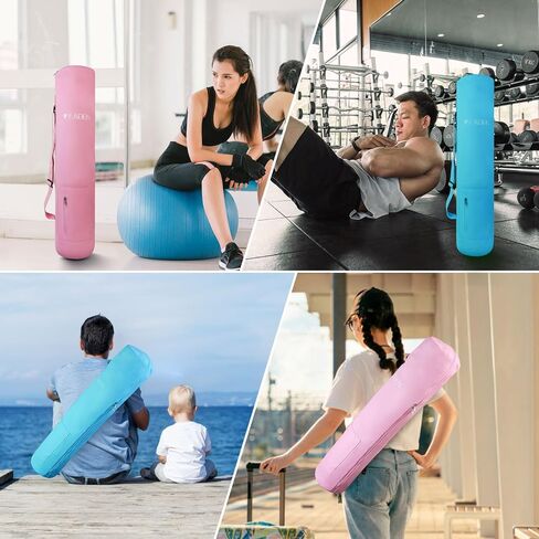 Yoga Mat Bag, Canvas Yoga Mat Bag Carrying Bag with Multi-Functional Storage Pockets, Adjustable Strap & Full-Zip Exercise Yoga Mat, Fits Gym, Class, Beach Park, Travel for Women & Men in Saudi Arabia