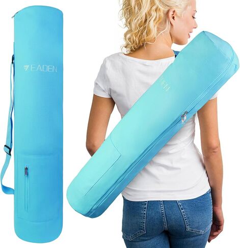 Yoga Mat Bag, Canvas Yoga Mat Bag Carrying Bag with Multi-Functional Storage Pockets, Adjustable Strap & Full-Zip Exercise Yoga Mat, Fits Gym, Class, Beach Park, Travel for Women & Men in Saudi Arabia