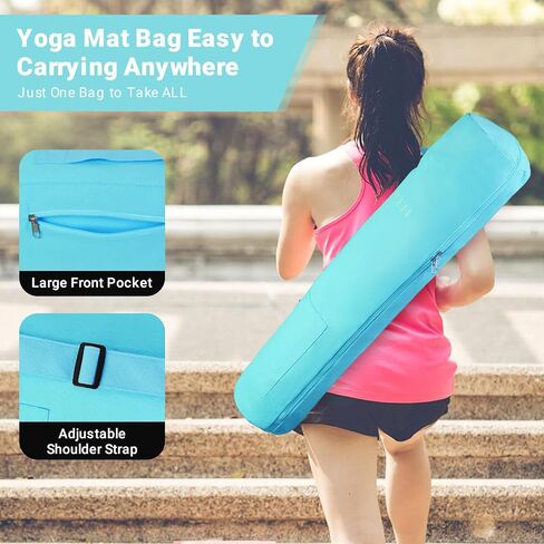 Yoga Mat Bag, Canvas Yoga Mat Bag Carrying Bag with Multi-Functional Storage Pockets, Adjustable Strap & Full-Zip Exercise Yoga Mat, Fits Gym, Class, Beach Park, Travel for Women & Men in Saudi Arabia