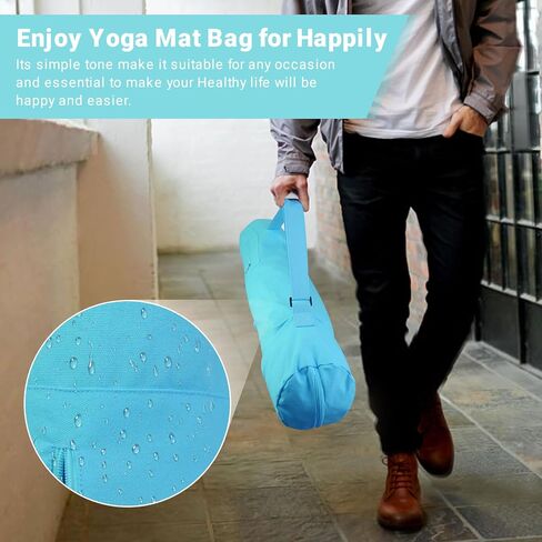 Yoga Mat Bag, Canvas Yoga Mat Bag Carrying Bag with Multi-Functional Storage Pockets, Adjustable Strap & Full-Zip Exercise Yoga Mat, Fits Gym, Class, Beach Park, Travel for Women & Men in Saudi Arabia
