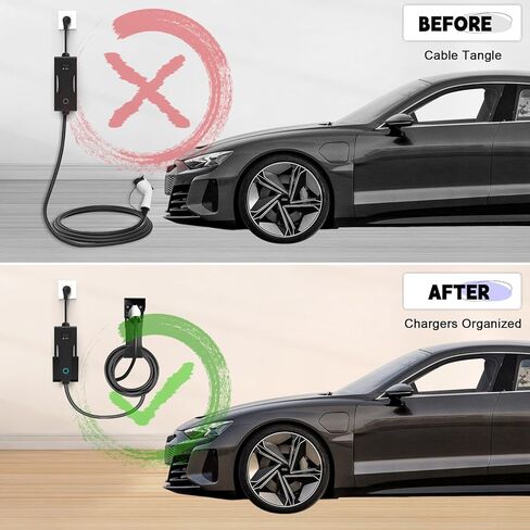 طقم حامل شاحن F FINEC EV على الحائط، حامل شاحن J1772 حامل كابل شاحن EV متوافق مع SAE J1772 حامل صندوق شاحن EV متوافق مع Chevy Bolt Audi Etron BMW EV in Kuwait