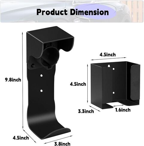 طقم حامل شاحن F FINEC EV على الحائط، حامل شاحن J1772 حامل كابل شاحن EV متوافق مع SAE J1772 حامل صندوق شاحن EV متوافق مع Chevy Bolt Audi Etron BMW EV in Kuwait